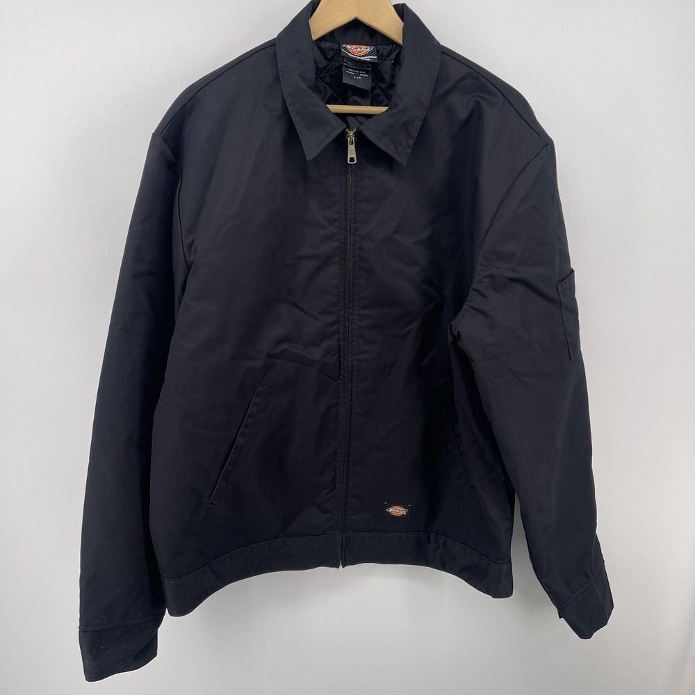 Dickies Work Jacket Black L Long Chore Jacket Workwear Full Zip Utility